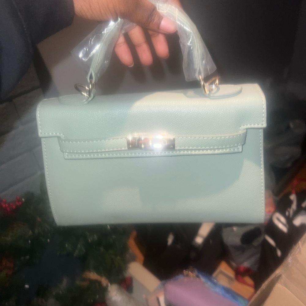 Mint Green Handbag with Silver Accents